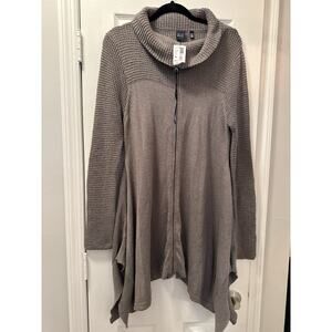 NWT Blue by Saks Fifth Avenue Gray Full Zip Shark Bite Sweater Cotton Wool XL